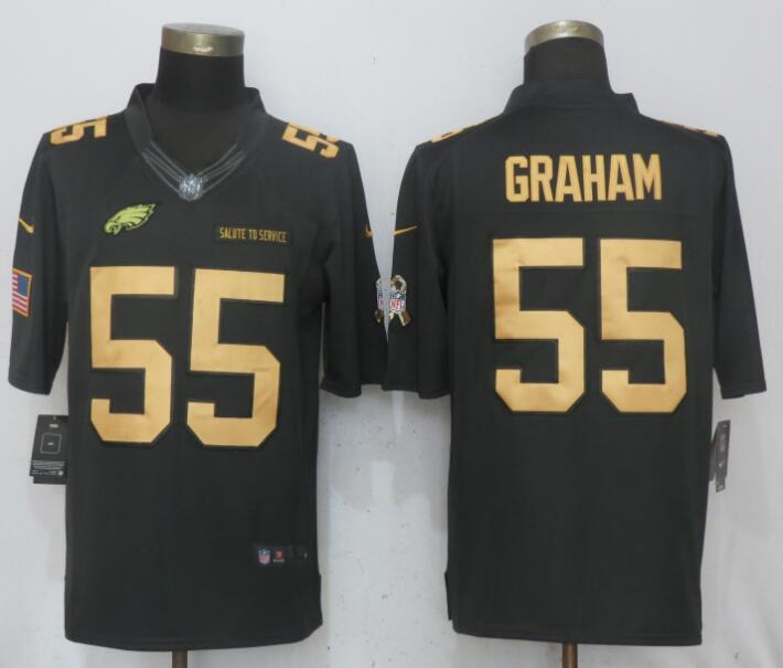 Men Philadelphia Eagles #55 Graham Gold Anthracite Salute To Service Nike Limited NFL Jerseys